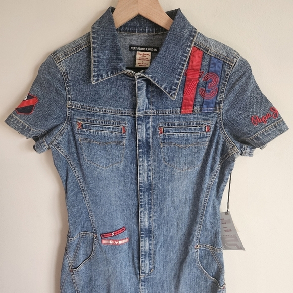 Vintage Pepe Jeans London Y2K Midge Denim Mini Dress NWT - Picture 3 of 12